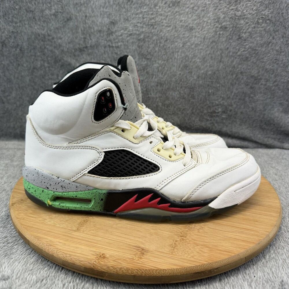 Jordan Air Jordan 5 Retro Shoes Womens Size 8 White Green Basketball Sneakers